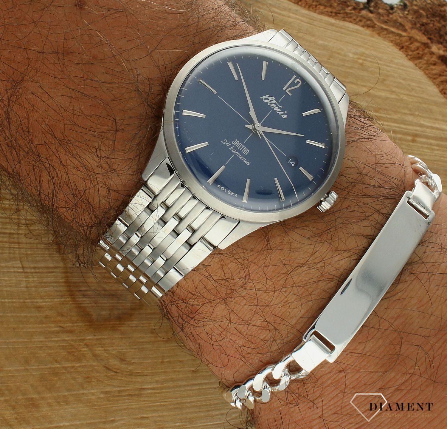 Polski zegarek automatyczny męski Błonie Jantar Burza⌚ Grawer na zegarku gratis 🔝 Męski zegarek na bransolecie klasyk🎁Prezent na Walentynki ❤️Prezent na Święta🤗 Największy wybór polskich zegarków w sklepie zegarki-diament.jpg